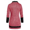 thumbnail image 3 of Qertyioot Chandail pour Femme Grande Taille Femme Col Rond Manches Longues Uni Bouton Patchwork Hauts Asymétriques, 3 of 5