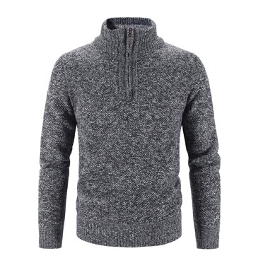Ketyyh-chn99 Mens Casual Slim Full Zip Knitted Cardigan Sweater with Pocked Men's Autumn And Winter Slim Collar Solid Color Thickening Half Zipper Knit Bottoming Shirt Pullover Sweater Dark Gray,3XL