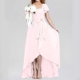 thumbnail image 4 of XIMIN Girls Plus Size Square Neck Solid Color Chiffon Bridesmaid Dresses Formal Cocktail Party Dresses with Sleeves Ruffle High Low Evening Formal Dress, 4 of 5