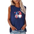 thumbnail image 1 of EQWLJWE Camisoles pour Femmes Camisoles Femmes Tendance Mode pour Femmes Confortable Fête de l'Indépendance Décontracté Col Rond Débardeur Imprimé Haut Blouse, 1 of 1