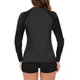 thumbnail image 2 of UPPADA Two Piece Rash Guard for Women Long Sleeve Swimsuits Uv Upf 50+ Sun Protection Swim Shirt Bathing Suit With Boyshort Bottom, 2 of 3