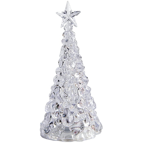 Lighted Christmas Trees Color Changing LED Acrylic Xmas Trees Ceramic Christmas Tree with Lights Table Xmas Tree Battery Operated Indoor Christmas Party Decoration Props, 3 Size