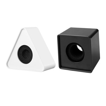 2 Pcs Logo Portable en ABS Moulé par Injection en Forme de Triangle et de Carré pour Micro et Microphone d'Entrevue, Logo de Station de Drapeaux (Noir et Blanc)