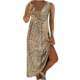thumbnail image 2 of SMihono Robe Maxi Bohème d'Été pour Femmes Grande Taille Mode Femmes Été Aguichant Décontractée Sans Manches à Col en V Imprimée Longue Robe Plage Évasée Robe d'Été, 2 of 5