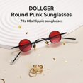 thumbnail image 4 of 2 Pcs Lunettes de Soleil Polarisées Punk Années 70 Hippie Cercle Petites Lunettes de Soleil - Lunettes de Soleil Rétro Rondes Hommes Femmes Vintage Petit Cercle, 4 of 5