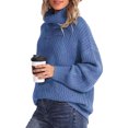 thumbnail image 4 of Faithtur Chandail à Col Roulé Mignon pour Femmes Couleur Unie Manches Longues Tricot pour Automne Mode Urbaine Chaud, 4 of 6