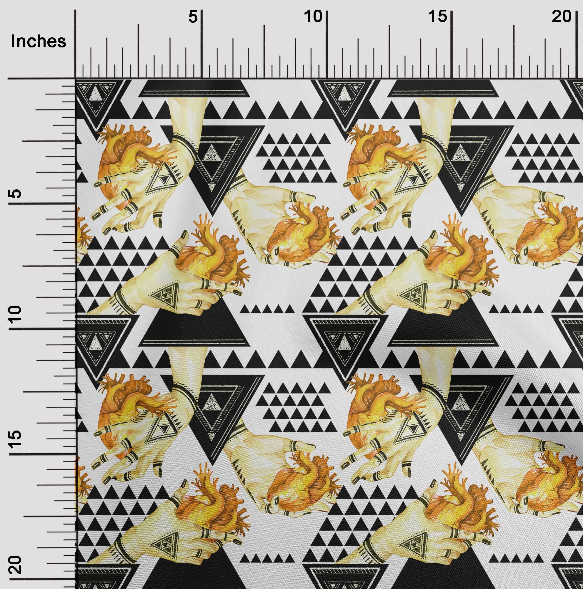 oneOone Cotton Cambric Yellow Fabric Triangle Craft Projects Decor Fabric Printed By The Yard 56 Inch Wide