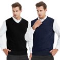 thumbnail image 2 of TOPTIE 2 Pack Window Clerk Sweater Vests For Men, Work Uniform Cotton V-Neck Sweater Vests-Black Navy-2XL, 2 of 8