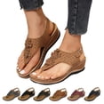 thumbnail image 2 of Kcodviy Ergonomic Design Wedge Toe Wide Sandals for Women Post Sandals Mitigate Foot T Bar Sandals for Women Fatigue Comfortable and Functional Memory Foam Sandals Women Shoes, 2 of 8