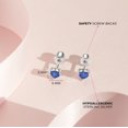 thumbnail image 4 of CZ Heart Solitaire Simulated Sapphire Earrings Screw Back - Sterling Silver, 4 of 6