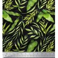 thumbnail image 1 of Soimoi Black Poly Georgette Fabric Leaf Leaves Decor Fabric Printed Yard 52 Inch Wide, 1 of 3