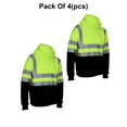 thumbnail image 1 of Radyan Hi Visibility Men's Construction Safety Hoodies Jacket - 4 Pack, 100% Polyester, Size: Adult, 1 of 4