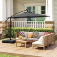 thumbnail image 2 of Gymax Parasol Suspendu Déporté Solaire de 10 Pi pour Patio avec 32 Lumières DEL, Gris, 2 of 10