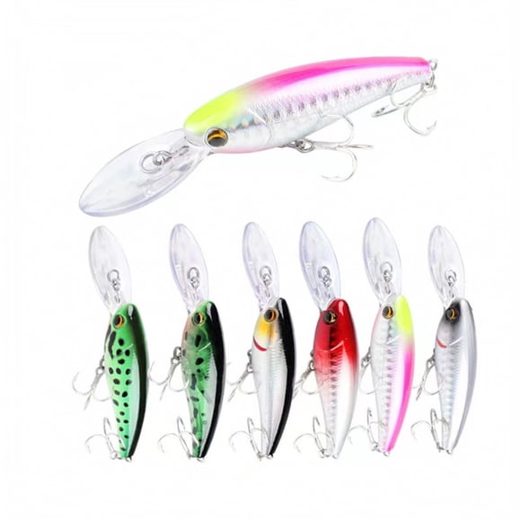 Leurres Flottants pour la Pêche au Minnow - Leurres Nageurs Durs en Plastique avec Lèvre de Précision et Hameçons Triples Tranchants - Appâts Artificiels pour Eau Salée et Eau Douce, Culteur d'Achigan, Pêcheurs #6 Pcs