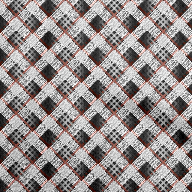 oneOone Polyester Spandex Orange Fabric Check with Texture Sewing Craft Projects Fabric Prints by Yard 56 Inch Wide