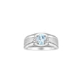 thumbnail image 1 of RYLOS Men's Rings Sterling Silver Classic 7X5MM Oval Gemstone & Diamond Ring Aquamarine March Birthstone Rings For Men, Silver Rings, Size 13, 1 of 7