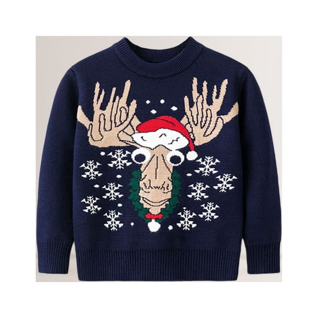 Children Cartoon Basic Jumpers Casual Boys Winter Thick Sweater Rib Daily Outfit