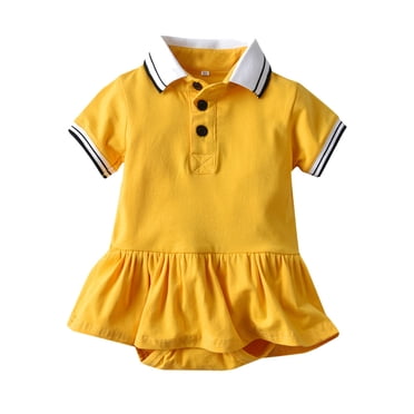 TIWEKE Newborn Girl Clothes,Baby Girls Dress Bodysuit Casual Summer Outfit Gentle Short Sleeve Romper for Toddler 6 24 Months Beach School Party Basic Solid Color,Sizes 18-24 Months