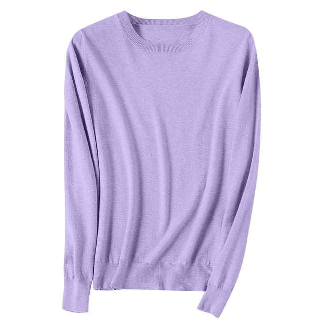Timegard Chandails pour Femmes Col Ras du Cou Chandail en Tricot Confortable Automne Hiver Décontracté Couleur Unie Manches Longues