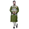 thumbnail image 1 of Atasi Indian Long Kurta Men Solid Kurta Pajama With Printed Nehru Jacket Set, 1 of 1