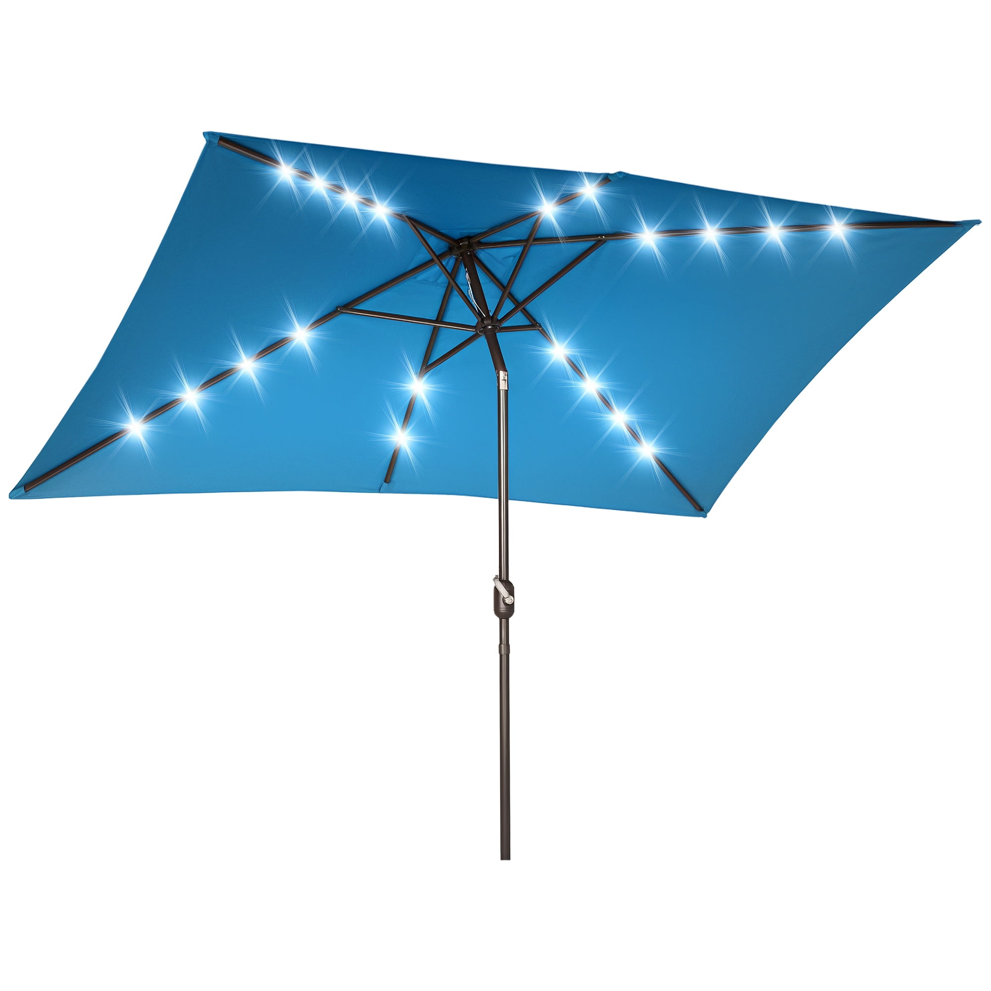 Outsunny 6.5x10ft Patio Umbrella Market Parasol with LEDs Crank, Turquoise