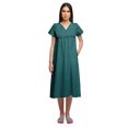 thumbnail image 2 of Moomaya Solid Short Sleeve Nightdress For Ladies Button Placket Nightwear, 2 of 6