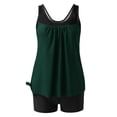 thumbnail image 4 of UPPADA 2 Piece Full Coverage Swimsuits for Women Floral Athleti Crewneck Bathing Suits High Waisted Tummy Control Modest Swimwear Comfy Tankini Top with Shorts Green,2xl, 4 of 5