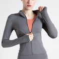 thumbnail image 2 of Timegard Womens Workout Jackets Full Zip Cropped Top Slim Athletic Running Jackets with Thumb Holes, 2 of 3