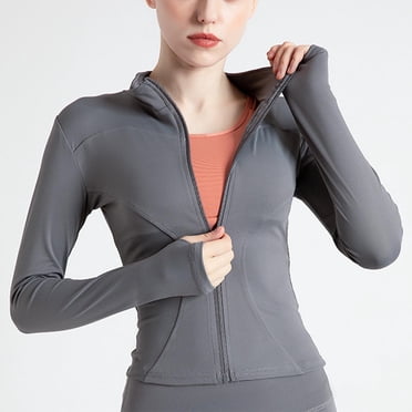 Blouses for Women, Womens High Elastic Sports Jacket Standing Collar Slim Yoga Top Womens Long Sleeved Standing Collar Top Shirt