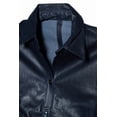 thumbnail image 3 of Chemise en Cuir Pur pour Femmes, Bleu Marine, 3 of 5