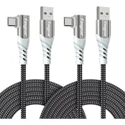 Fasgear USB C Cable 10ft, 2 Pack 3A Fast Charging Long Nylon Braided Hight Speed Type C 2.0 Charger Cord Compatible for Galaxy S22 Ultra S21 Plus Note 20 A10e,Moto G,LG V50,Xperia XZ,PS5,Switch, Black
