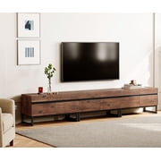 WAMPAT Modern 3 in 1 TV Stand, Fits Up to 110", Wood Entertainment Center with Storage Cabinets, Metal Base, Living Room Media Console, Brown