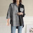 thumbnail image 2 of CEHVOM Blouse à Manches Longues en Satin à Rayures Col en V pour Femmes en Solde, 2 of 6