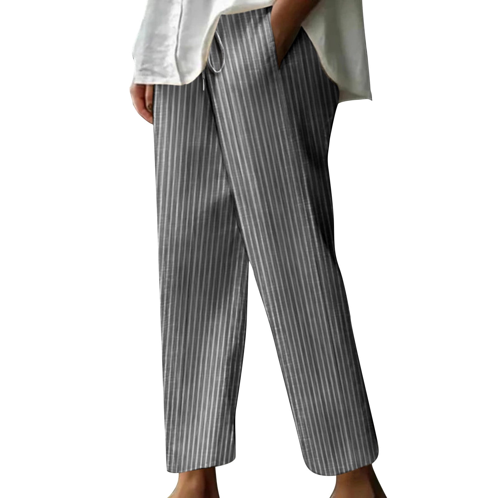 FNFYFH Liquidation Grande Taille Confortable Pantalon en Lin pour Femmes Ample