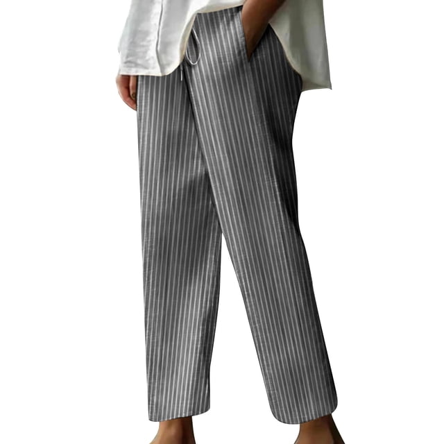 FNFYFH Clearance Plus Size Comfortable Ladies Linen Trousers Loose
