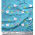 thumbnail image 1 of Soimoi Blue polyester Crepe Fabric Heart & Love Text Printed Craft Fabric by the Yard 52 Inch Wide, 1 of 5