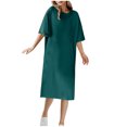 thumbnail image 1 of fatyb Robes d'Été 2025 pour Femmes Manches Courtes Décontractées Robes T-Shirt Col Rond Amples Unies Longues Robes, 1 of 6