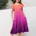 thumbnail image 3 of FhsagQ Robes Filles Été Dégradé Col Rond Manches Volantées Ligne à Étages Robe Décontractée Respirante Confortable Robe Ludique pour Enfants Tout-Petits Fête d'Anniversaire Tenue Quotidienne 8-9 Ans, 3 of 5