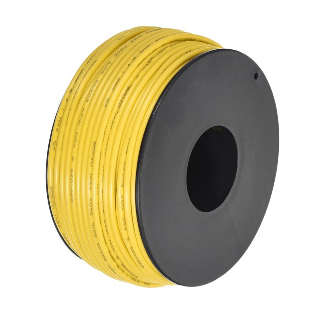 Uxcell 20AWG Stranded Wire Hookup 30M/100ft Yellow, Electrical Wire UL1007 Spool