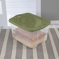 thumbnail image 4 of Sterilite 66 Liter EZ Carry, Clear Plastic Storage Bin with Full-Grip Handles and Green Lid, 6 Pk, 4 of 9