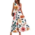 thumbnail image 1 of Pisexur Robes pour Femmes à Col en V Sans Manches Robe Maxi Taille Élastique Robe Évasée à Étages Robe d'Été Mode à Imprimé Floral Robe de Bal d'Été Décontractée Ample Longue Robe Confortable Fluide Robe Portefeuille pour Plage Vacances, 1 of 5