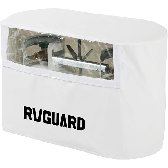 RV Propane Tank Cover, Waterproof, Anti-UV, White Camper Propane Tank Cover, Fits 20LB Dual Propane Tanks, for RV/Trailer/Camper Accessories