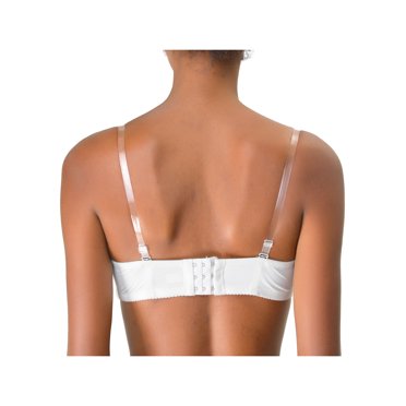 INSPIRE CHIC Women's Invisible Clear Elastic Clear Bra Shoulder Strap White-White1 Hook
