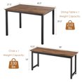 thumbnail image 2 of Gymax Modern 3 PCS Dining Table Bench Set w/ Metal Frame & Wooden Tabletop Brown, 2 of 10