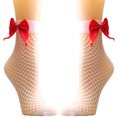 thumbnail image 2 of CEHVOM Women Mesh Breathability Big Bow Net Socks Short Fishnet Thin Socks Stockings, 2 of 6