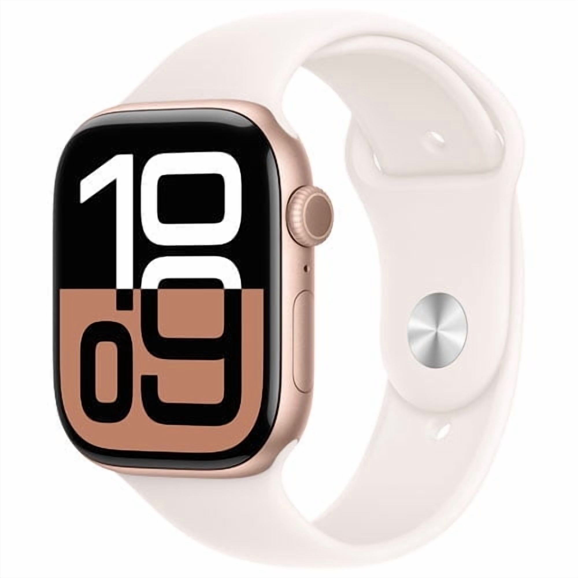 Restored Apple Watch Series 10 GPS Smartwatch 46mm Rose Gold Aluminum Case, Light Blush Sport Band (M/L) - Refurbished Fair