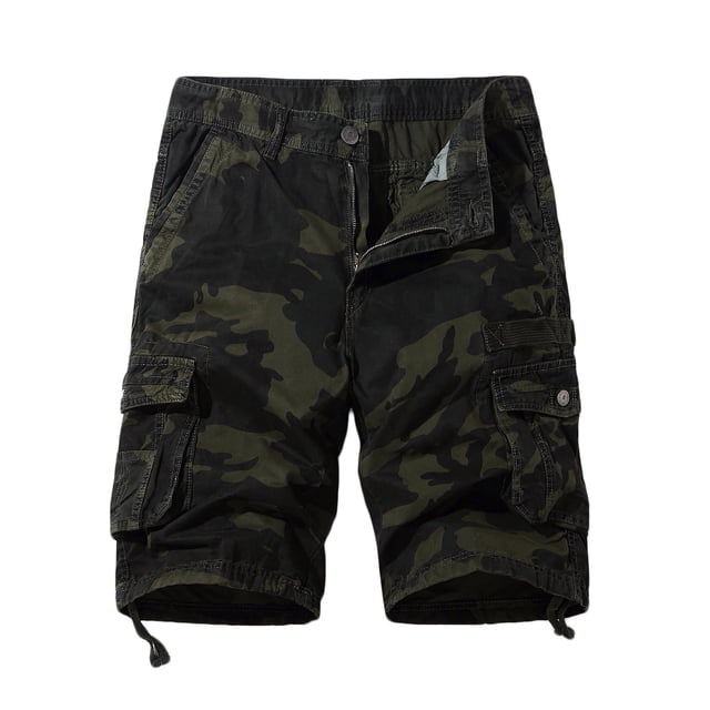 Birdeem Men Casual Fashion Solid Shorts with Multi-Pocket Button Zipper Elastic Waist Shoort Pants