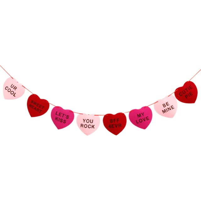 Romantic Decorations 1Pc Felt Heart Shaped Hanging Banner for Valentine's Day