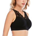 thumbnail image 2 of Clearance!Women Lace Racerback Bralette Padded Deep V Neck Crop Top Seamless Bra, 2 of 5