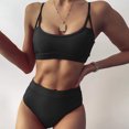 thumbnail image 1 of CEHVOM Women Bikini U-Neck Hollow Out Two-Piece Solid Swimwear Swimsuit Beachwear Set, 1 of 6